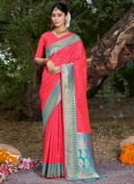 Banarasi Silk Pink Wedding Wear Weaving Saree